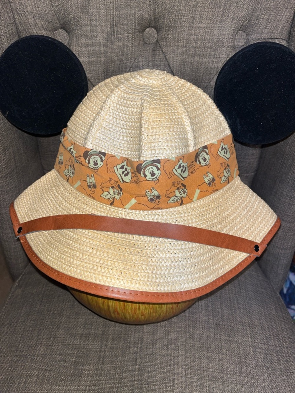 Disney Mickey Mouse safari Hat with Orange Character Band youth
